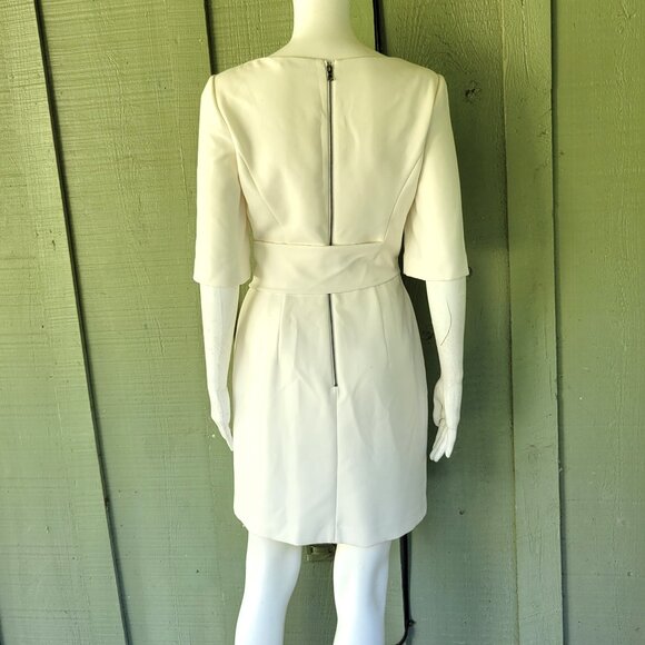 ALICE + OLIVIA Virgin Boat Neck Wrap Belt Dress 4 Off White - Picture 8 of 9